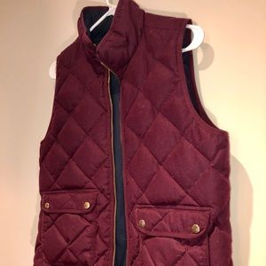 J-Crew Quilted Vest - Burgundy